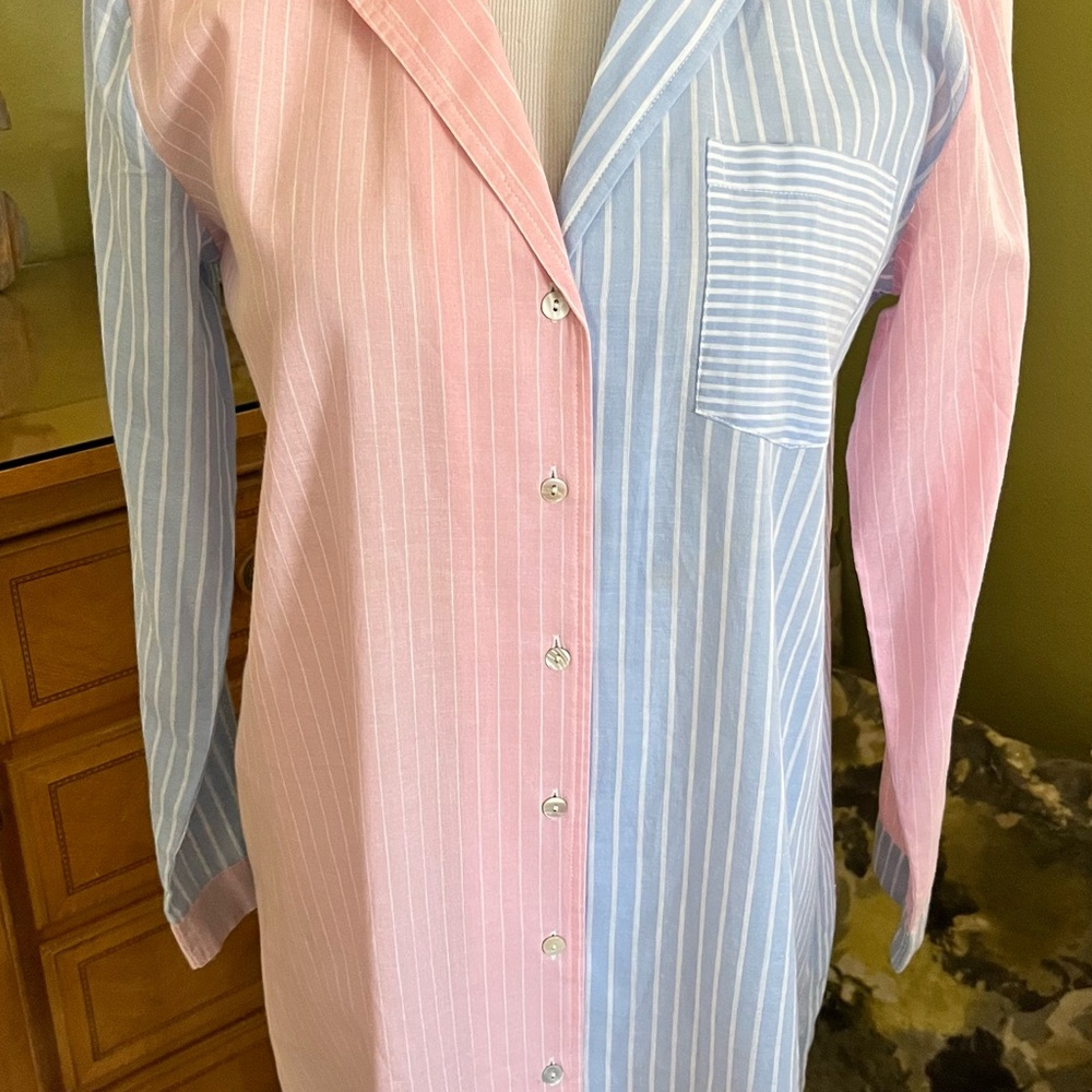Cynthia Rowley Pink and Blue Striped Nightshirt